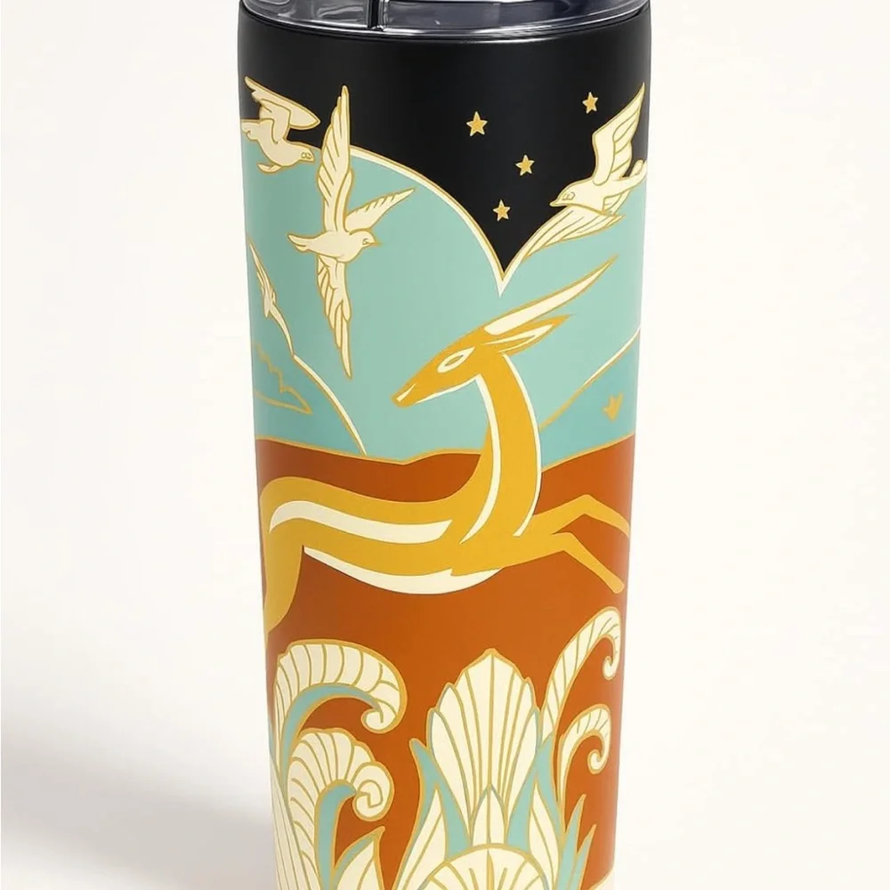 Limited Edition Mike Wilcox x Starbucks Antelope Motif Art Deco 16 oz Tumbler - Picture 2 of 12